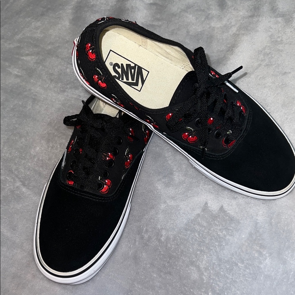 Vans Black and Red Cherry Shoes